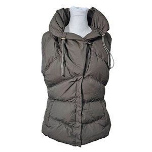 Ellie Tahari Forest Green Down Filled VEST Hidden Hood size M